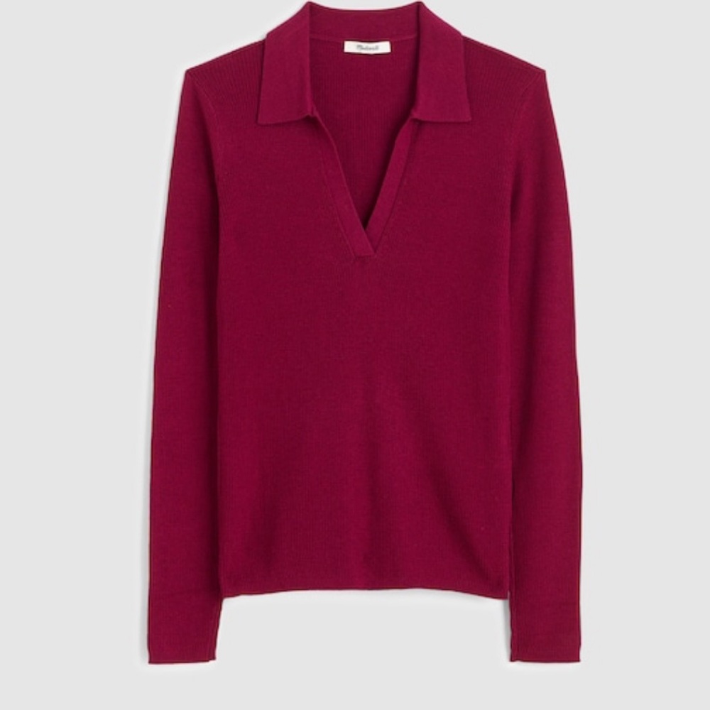 Madewell NWT Jonny Collar Ribbed long sleeve merino wool and silk blend sweater